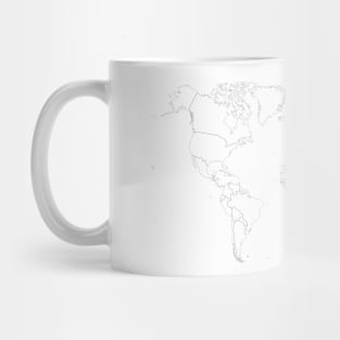 Minimalist World Map Black Outlines Mug